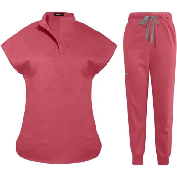 niaahinn Scrubs Set for Women Nurse Uniform Jogger Suit Stretch Top & Pants - Picture 1 of 7
